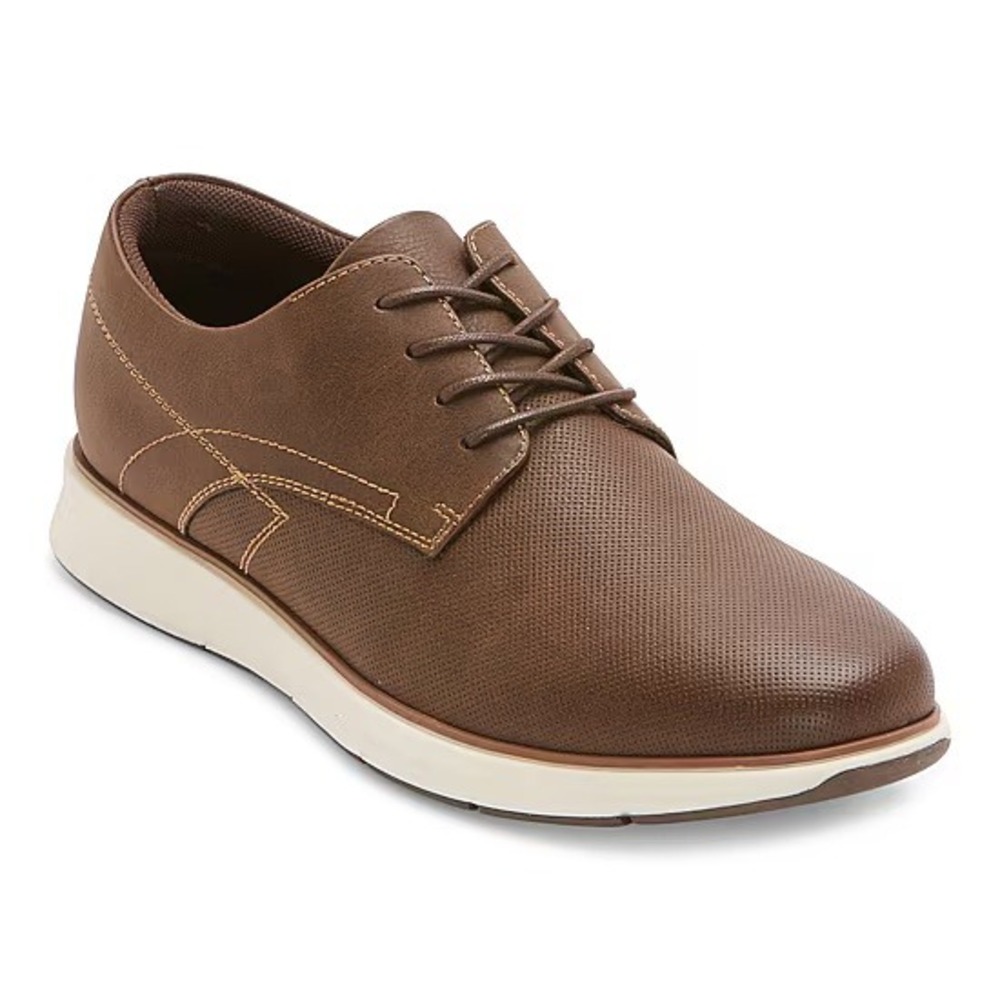 St. Johns Bay Canton Mens Brown Oxford Shoes Size 8 Medium Memory Foam NWT